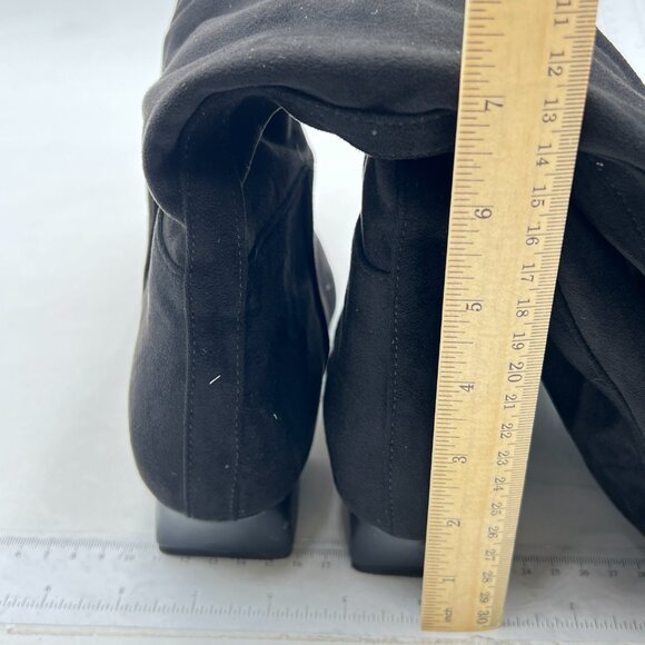 Knee High Boots for Women Square Toe Chunky Heels Suede Low Heel  Black - Picture 4 of 6